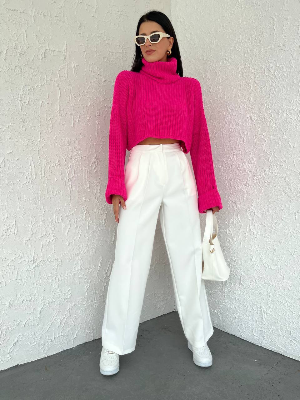 Women's Fabric Trousers Wide Leg