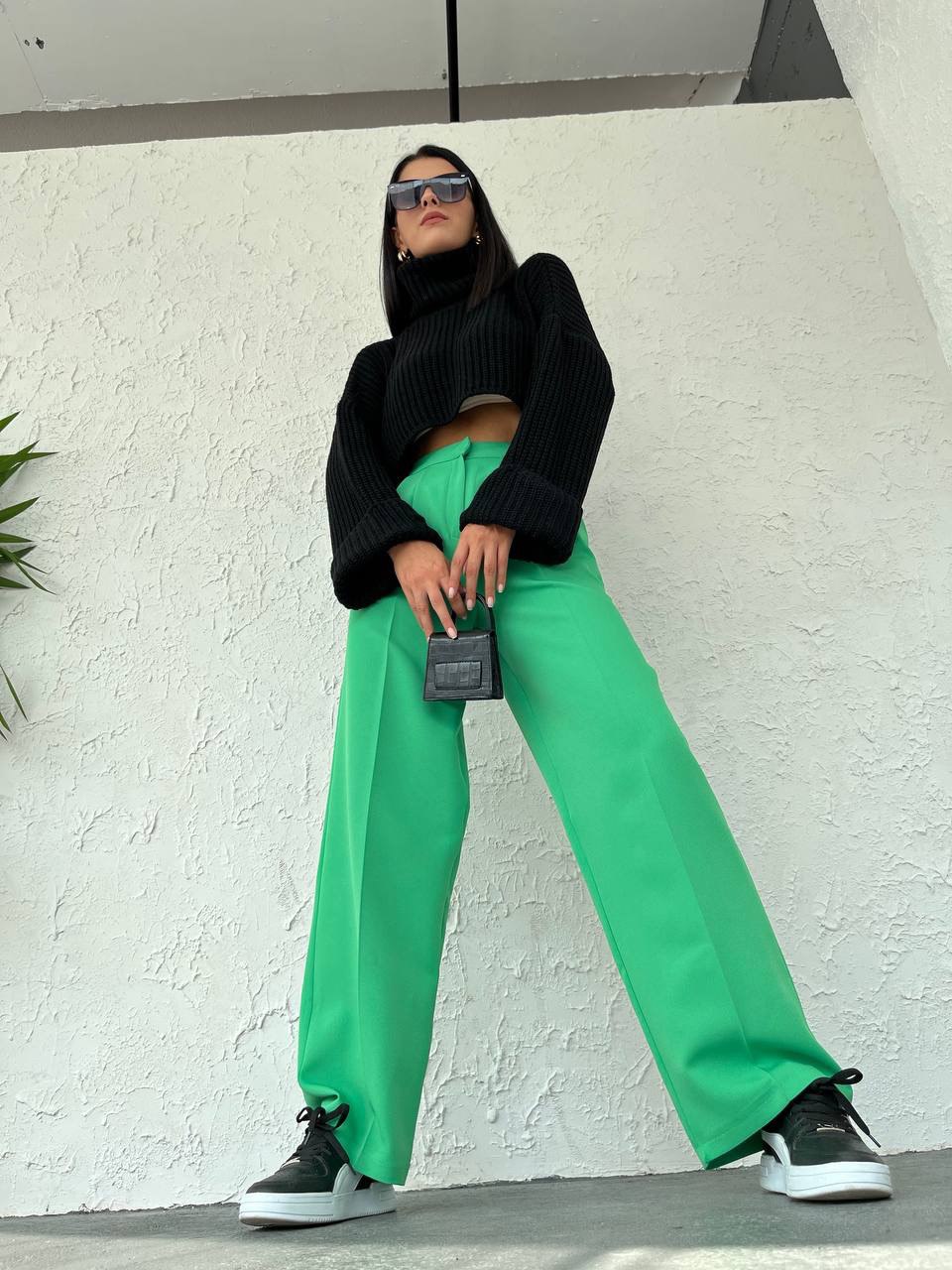 Women's Fabric Trousers Wide Leg