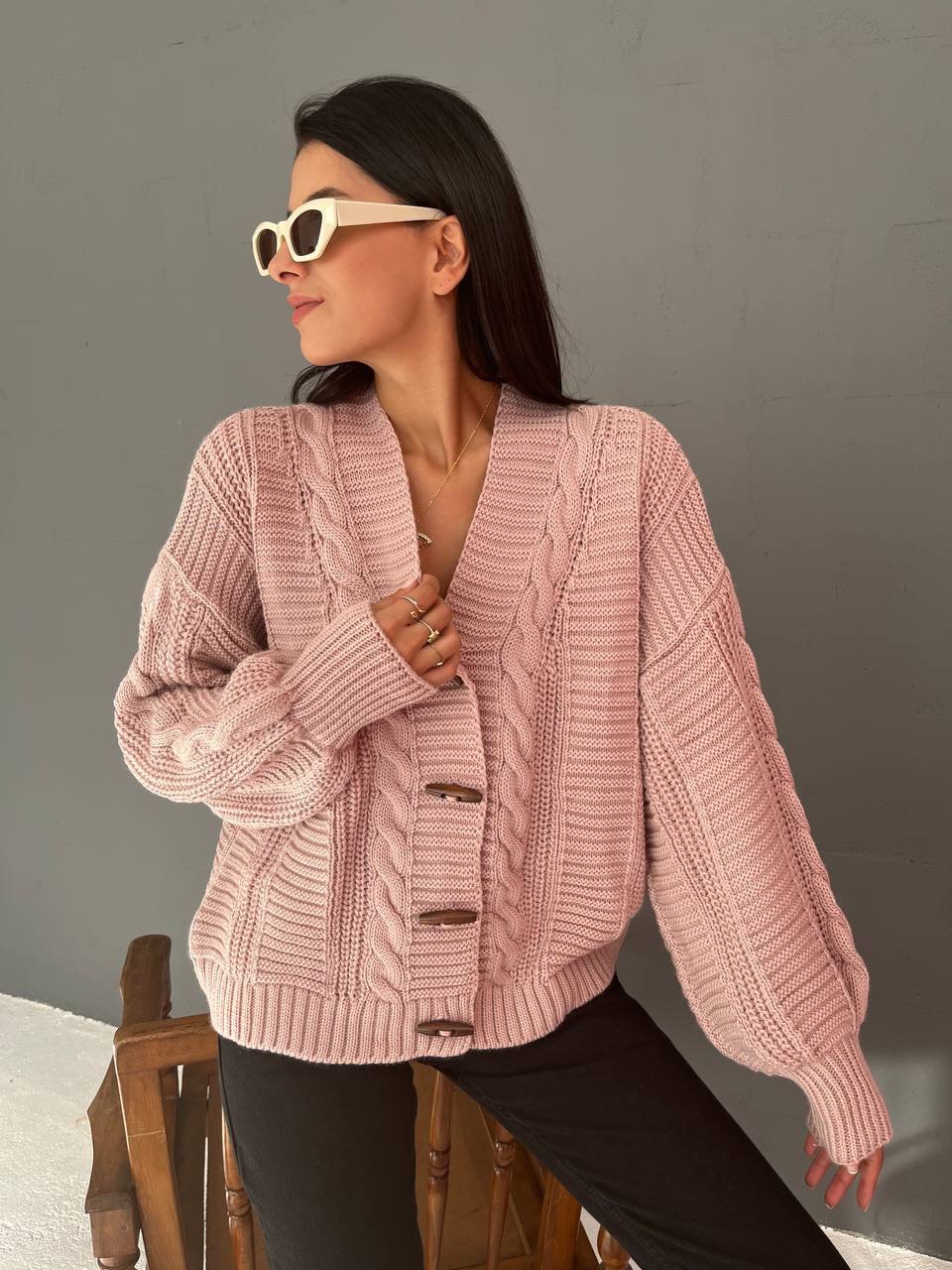 V-Neck Balloon Sleeve Women's Knitwear Cardigan