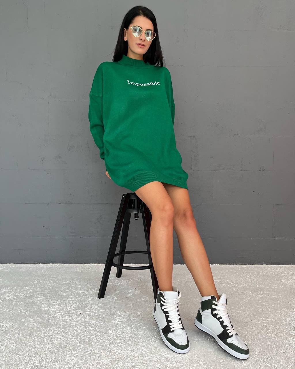 Crew Neck Printed Long Sleeve Oversize Women's Sweatshirt