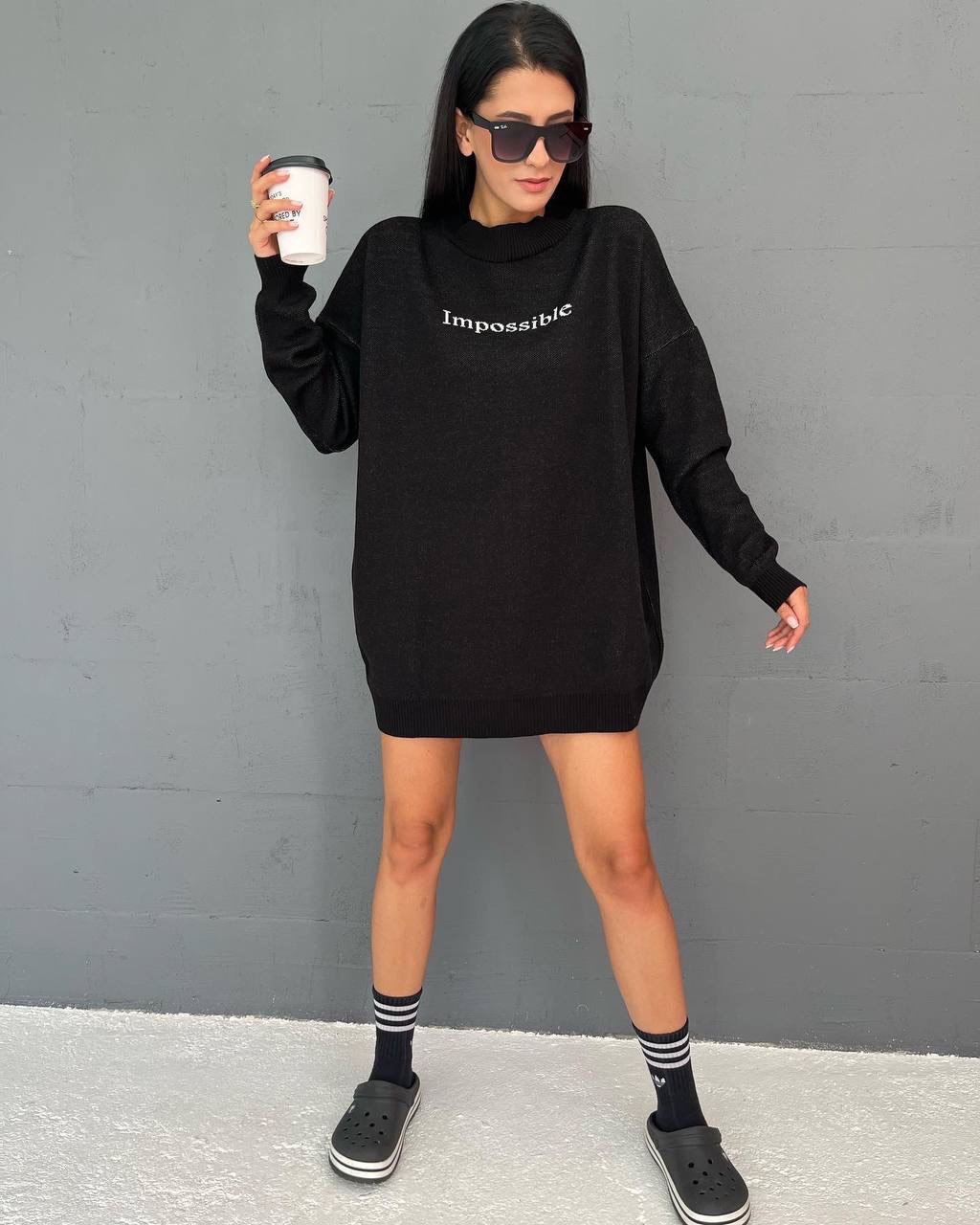 Crew Neck Printed Long Sleeve Oversize Women's Sweatshirt