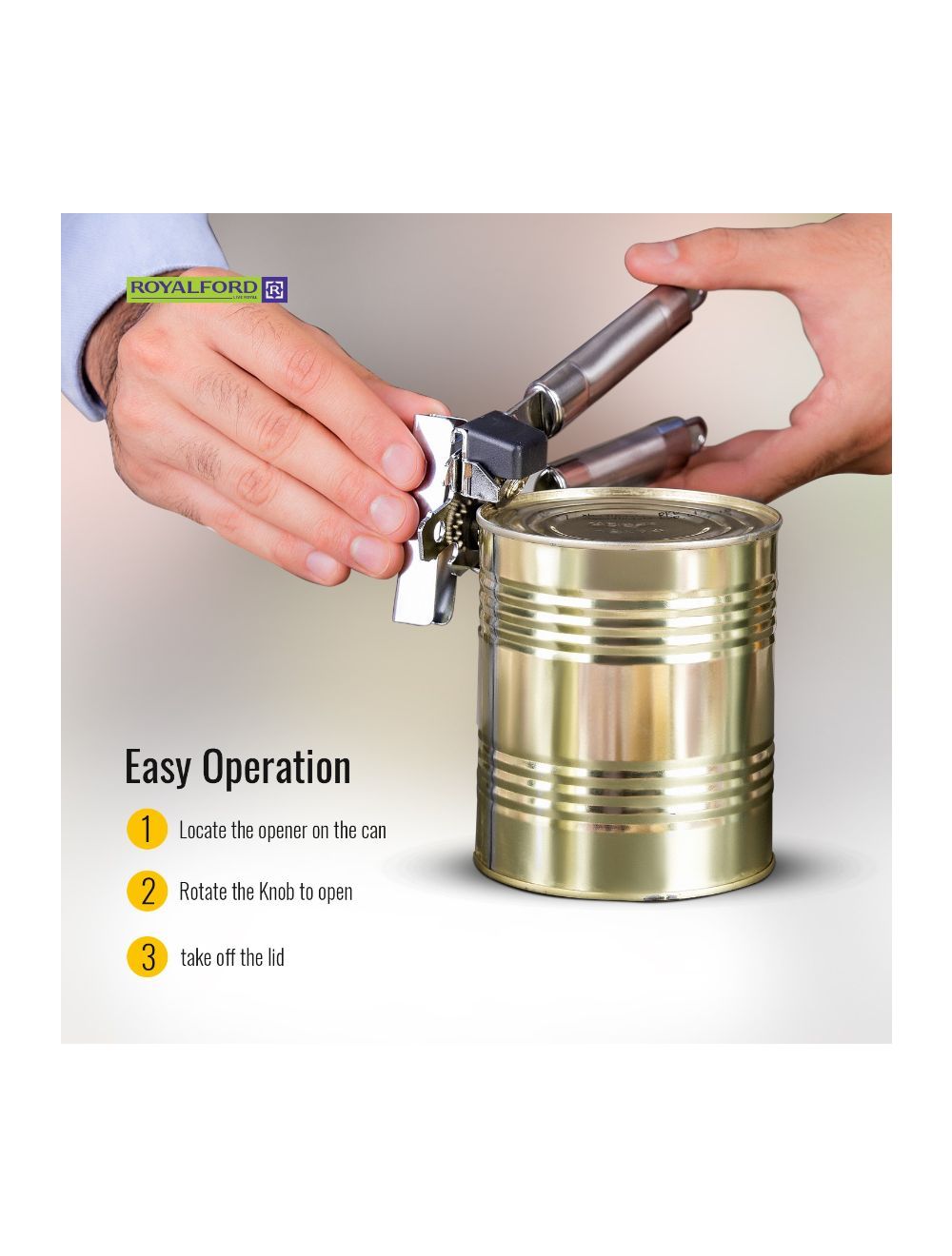 Royalford Stainless Steel Can Opener with Tube Handle -RF1184-O