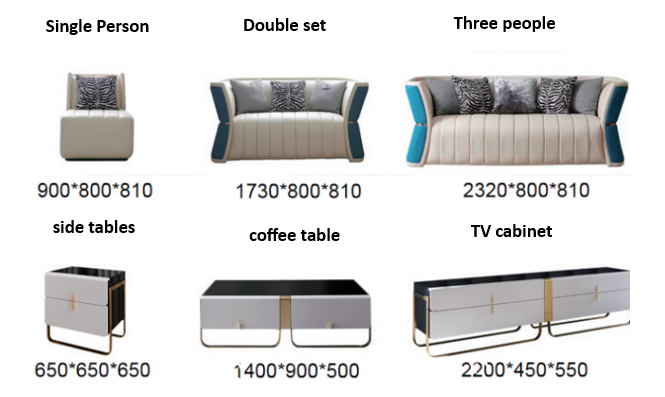 Modern sofa for living room covered in luxury leather ( Set )