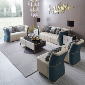 Modern sofa for living room covered in luxury leather ( Set )