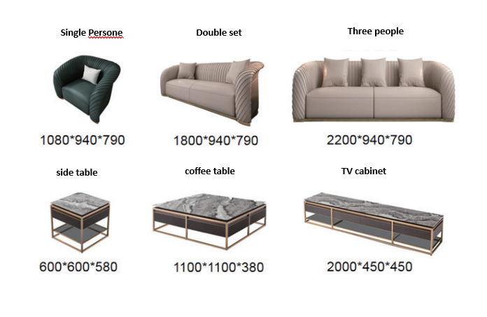 Modern sofa for living room covered in luxury leather ( Set )