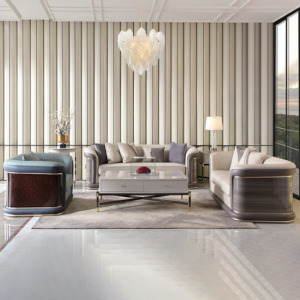 Modern sofa for living room covered in luxury leather ( Set )