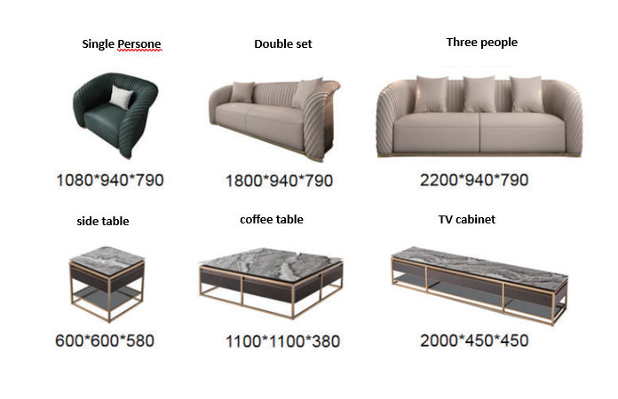 Modern sofa for living room covered in luxury leather ( Set )