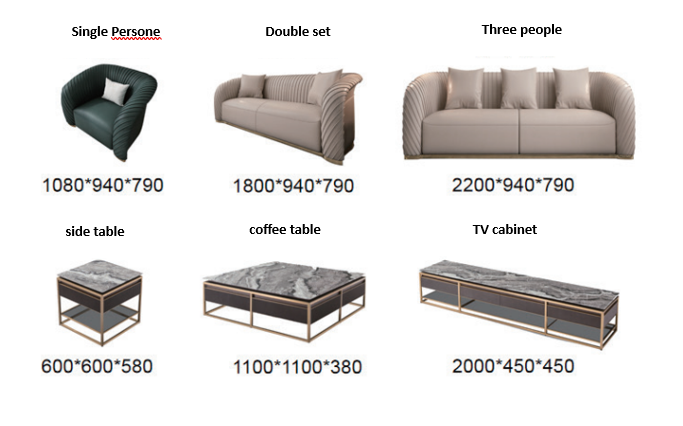 Modern sofa for living room covered in luxury leather ( Set )