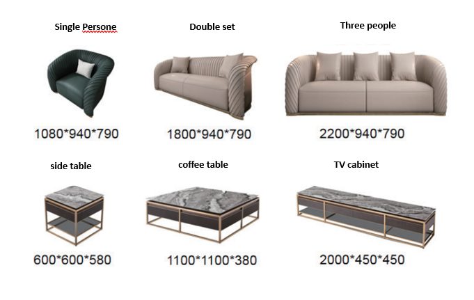 Modern sofa for living room covered in luxury leather ( Set )