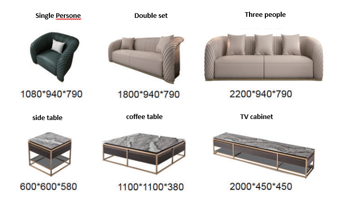 Modern sofa for living room covered in luxury leather ( Set )