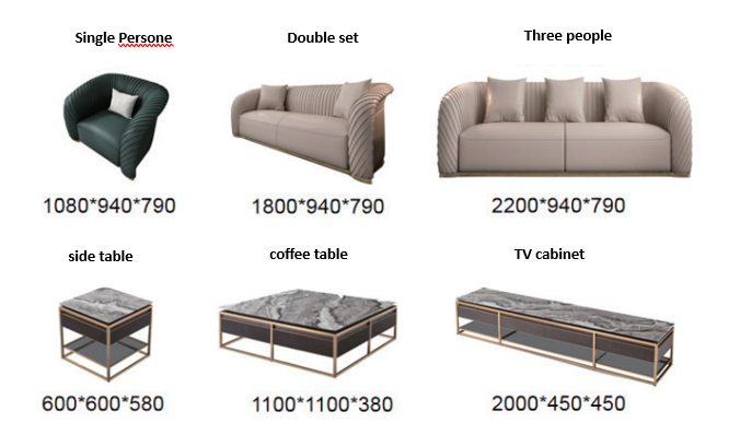 Modern sofa for living room covered in luxury leather ( Set )