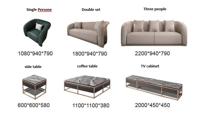 Modern sofa for living room covered in luxury leather ( Set )