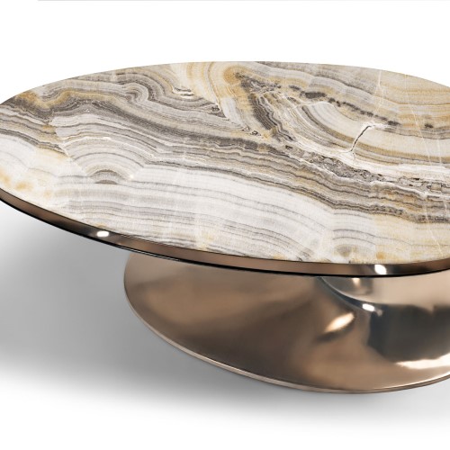 Marble Onyx and Metal Tables