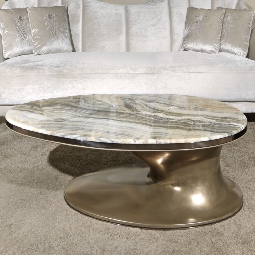 Marble Onyx and Metal Tables