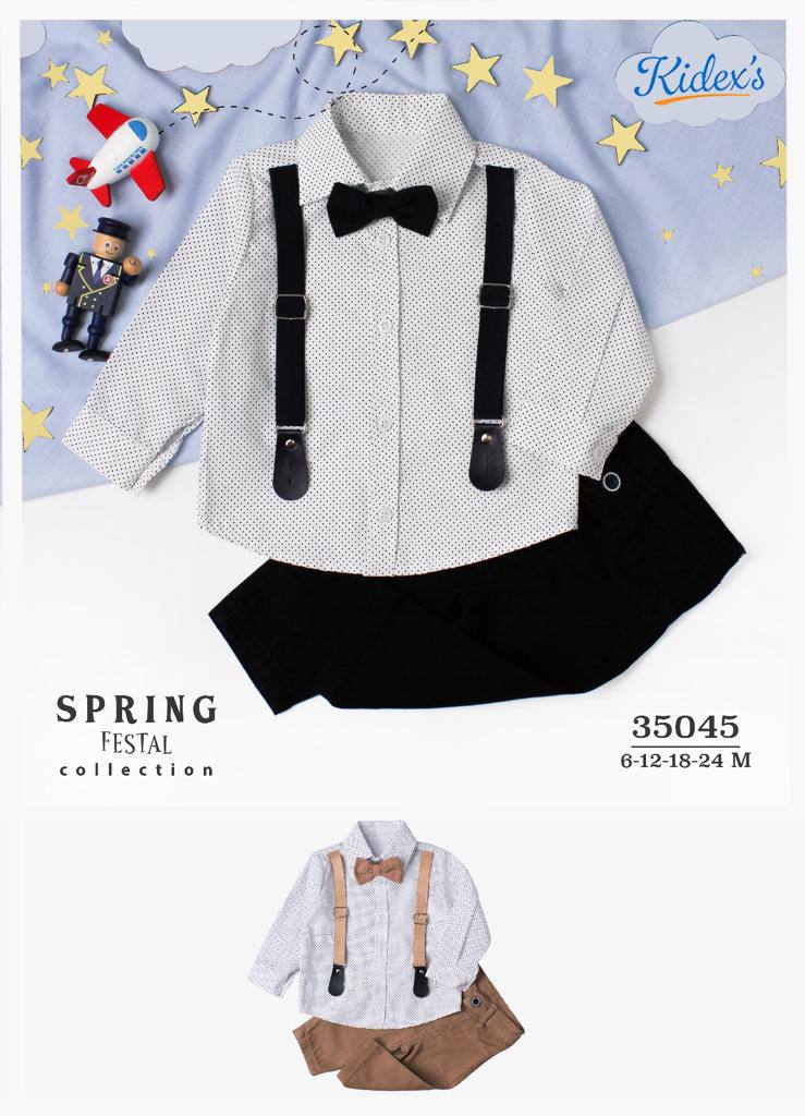 Baby Boys Clothing Set (shirt with bow tie + hanging pants)
