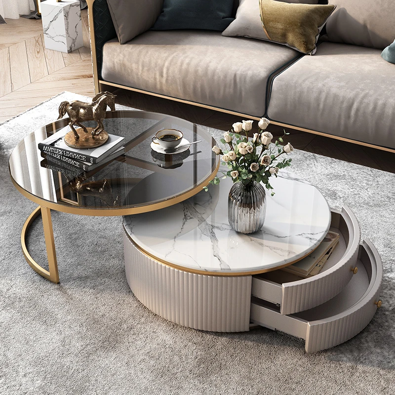 Modern living room furniture marble circular plate