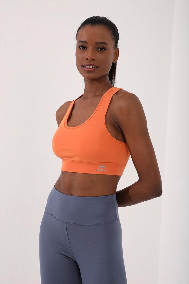 Women's Sports Bustier with Back Detailed Slim Fit U-Neck