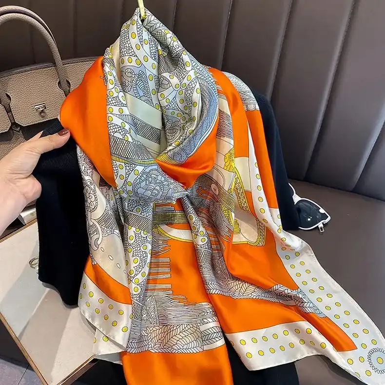 Women Soft Long Silk Scarf