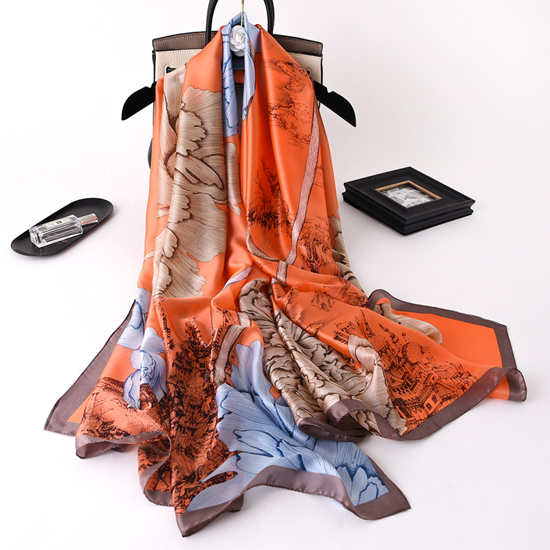 Women Soft Long Silk Scarf