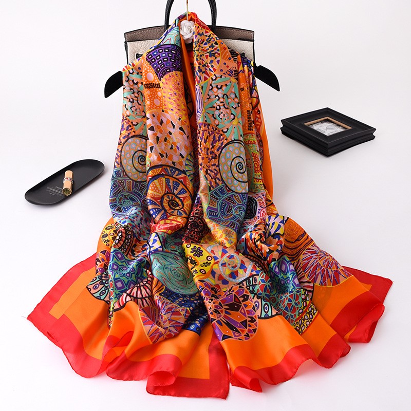 Women Soft Long Silk Scarf