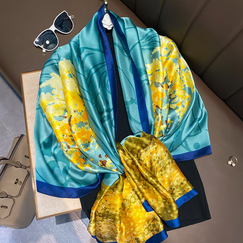 Women Soft Long Silk Scarf