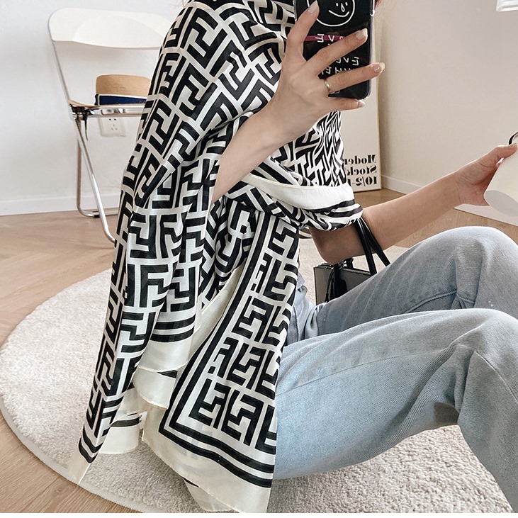 Women Soft Long Silk Scarf