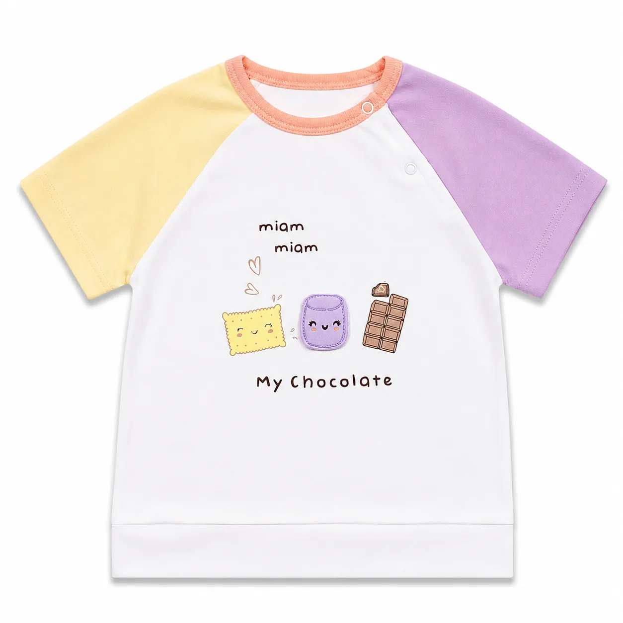 Tuffy Kids T-Shirt - My Chocolate Cartoon Print - Short Sleeve Cotton Tee color option