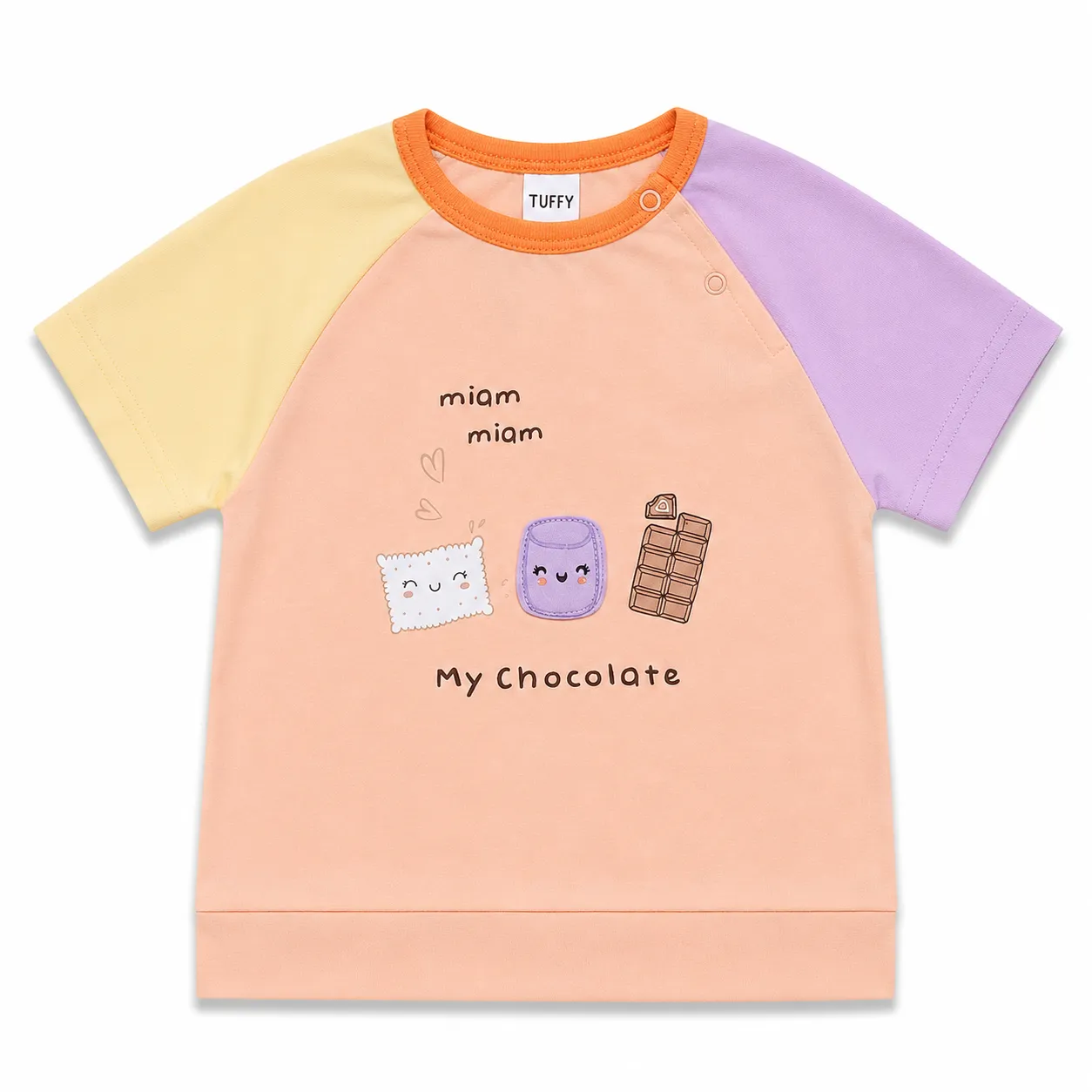 بلوزی منداڵان لە توفی  - بە نەخشەی کارتۆنی My Chocolate - قۆڵ کورت و پەمۆ image 1