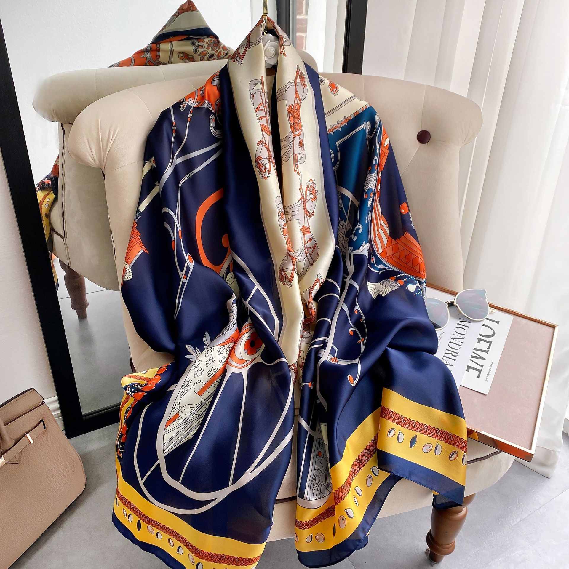 Women Soft Long Silk Scarf