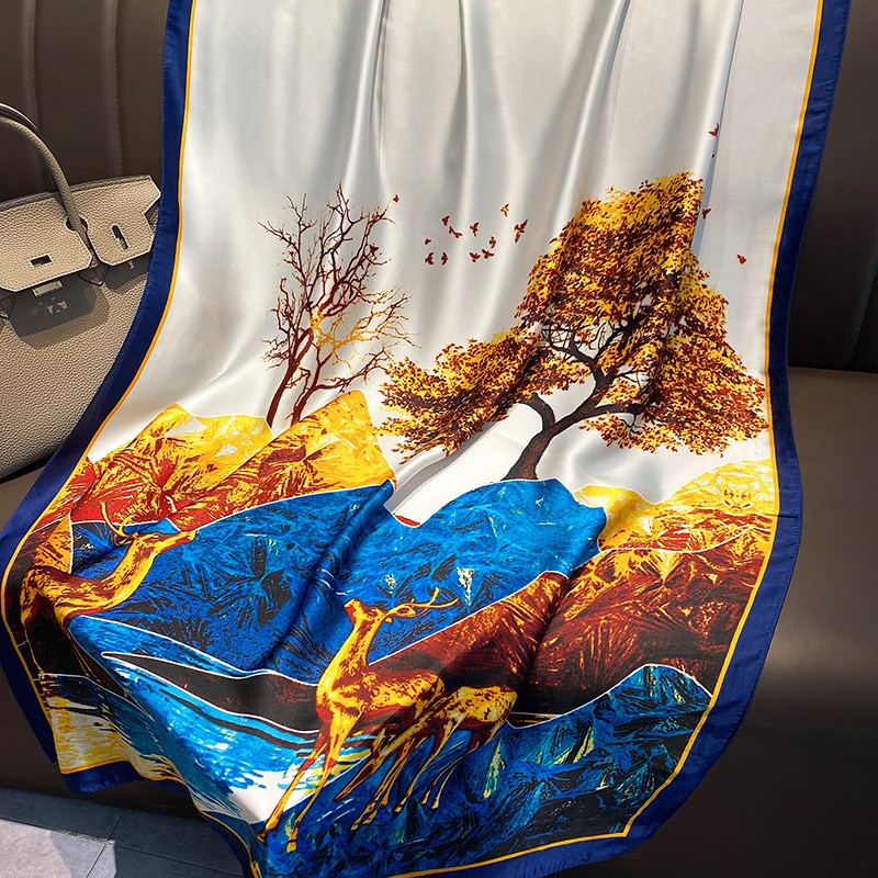 Women Soft Long Silk Scarf
