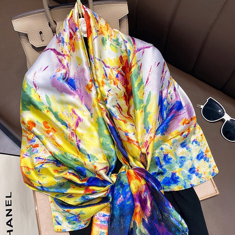 Women Soft Long Silk Scarf