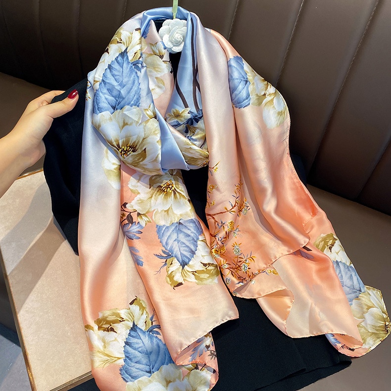 Women Soft Long Silk Scarf