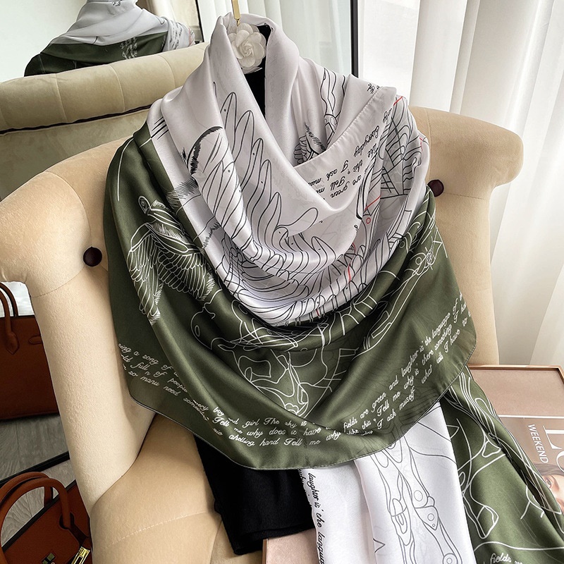 Women Soft Long Silk Scarf