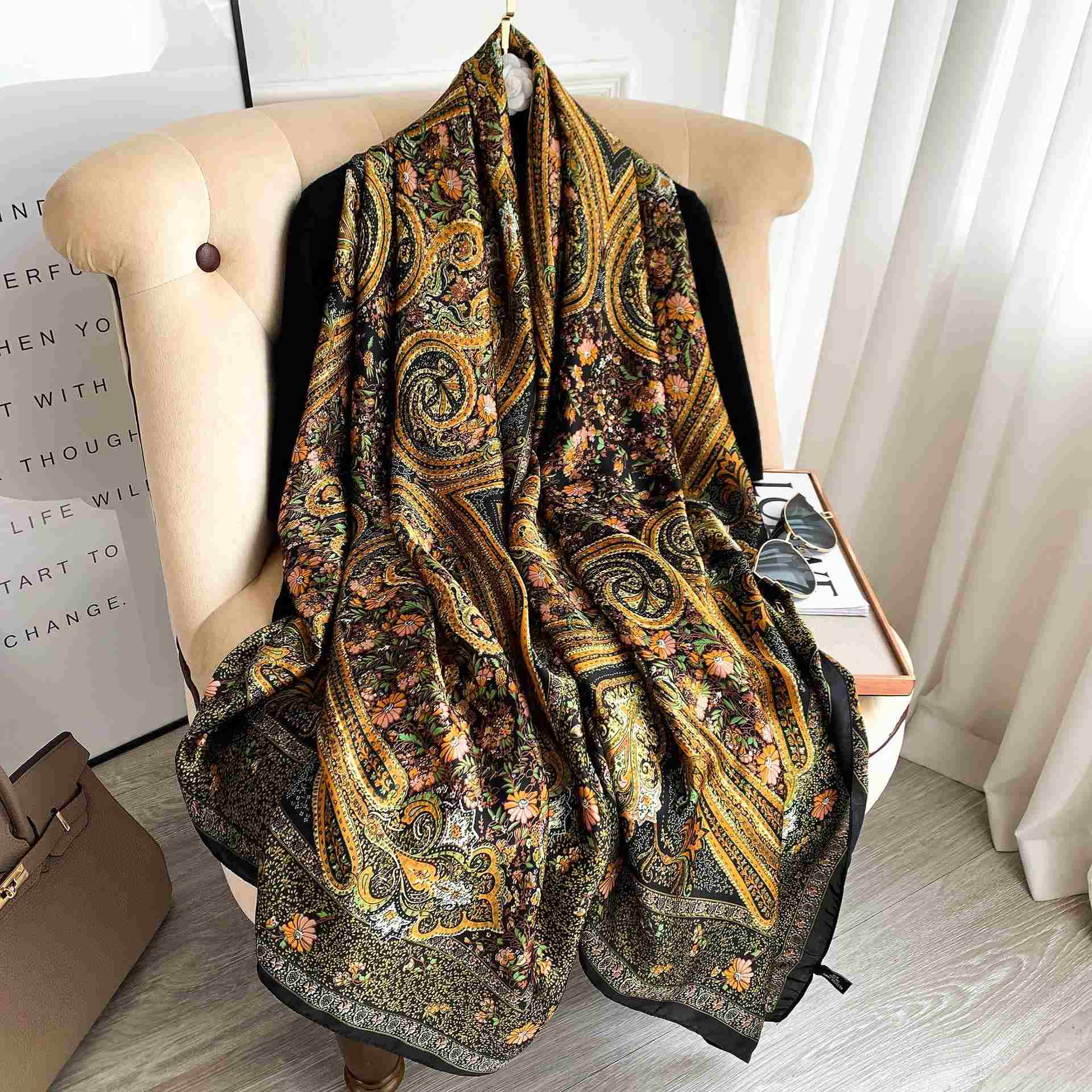 Women Soft Long Silk Scarf