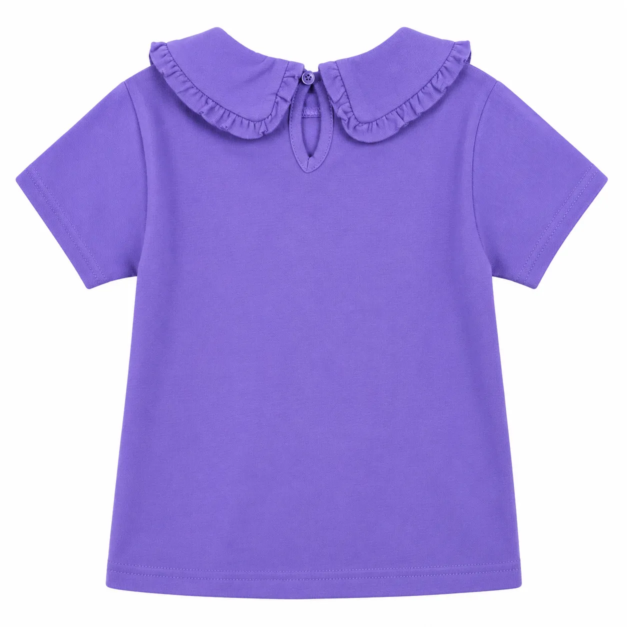 Tuffy Girls T-Shirt – Peter Pan Collar Design – Short Sleeve Cotton – Purple image 2