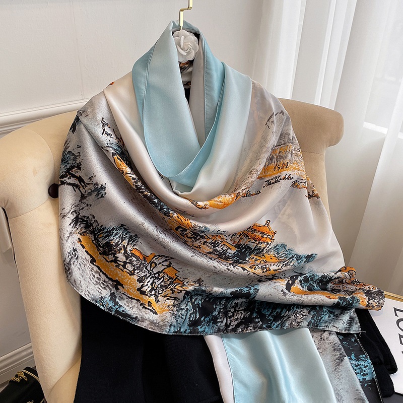 Women Soft Long Silk Scarf
