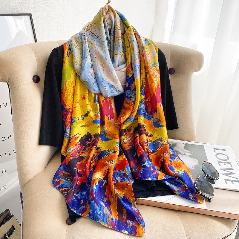 Women Soft Long Silk Scarf