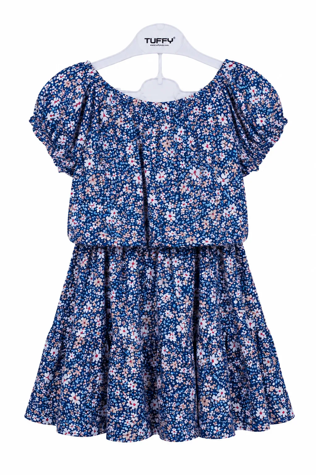 Tuffy Kids – Girls Floral Top & Skirt Set – Puff Sleeve – All-Over Flower Print color option