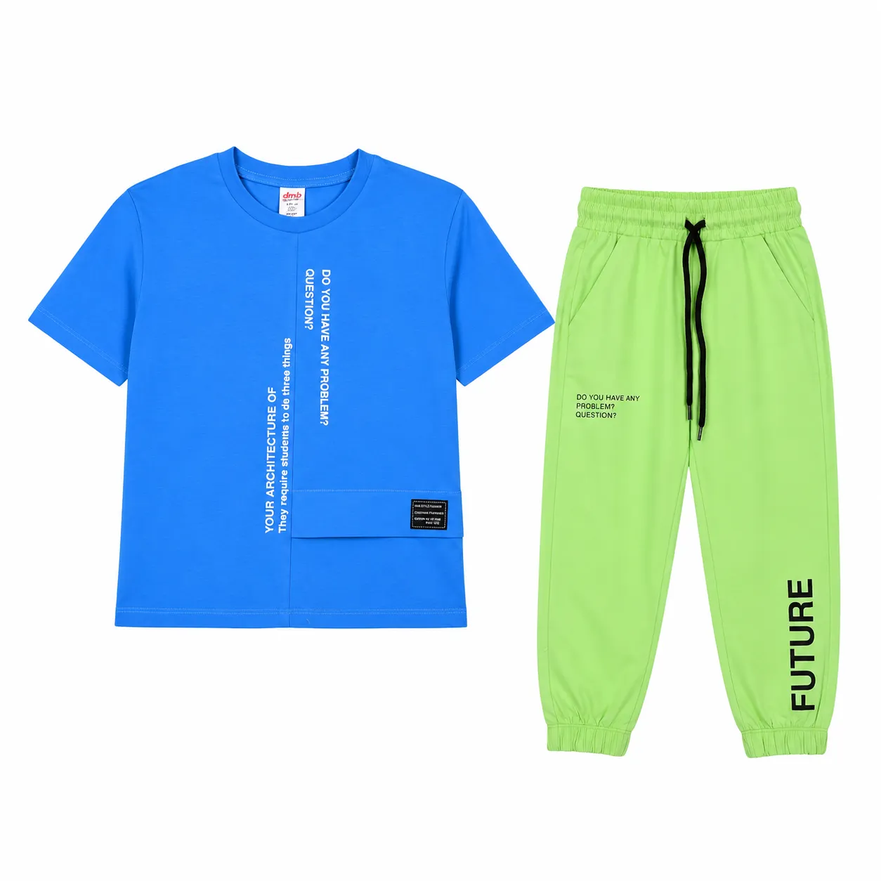DMB Boys 2-Piece Casual T-Shirt & Jogger Pants Set – Short Sleeve – green & Blue color option
