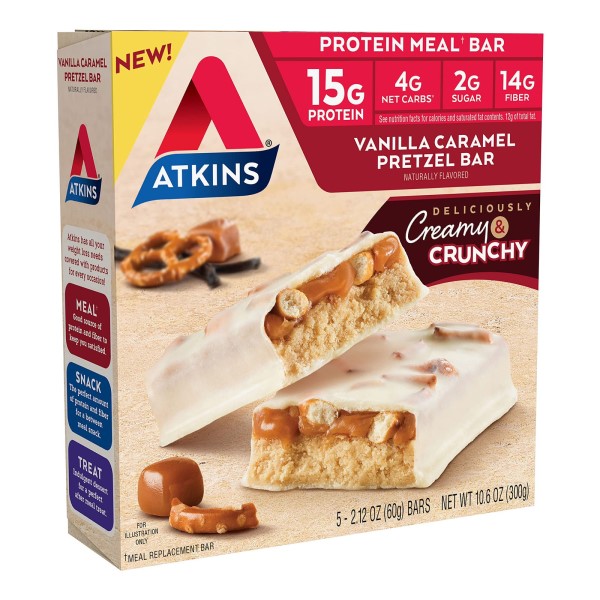Atkins Vanilla Caramel Pretzel Bar