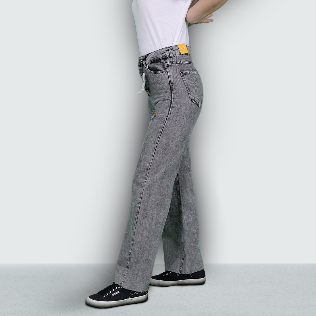 High Waist Long Straight Jeans