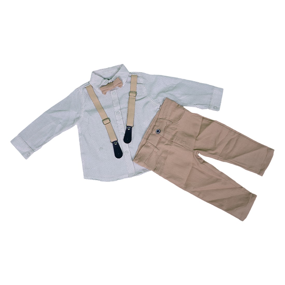 Baby Boys Clothing Set (shirt with bow tie + hanging pants)