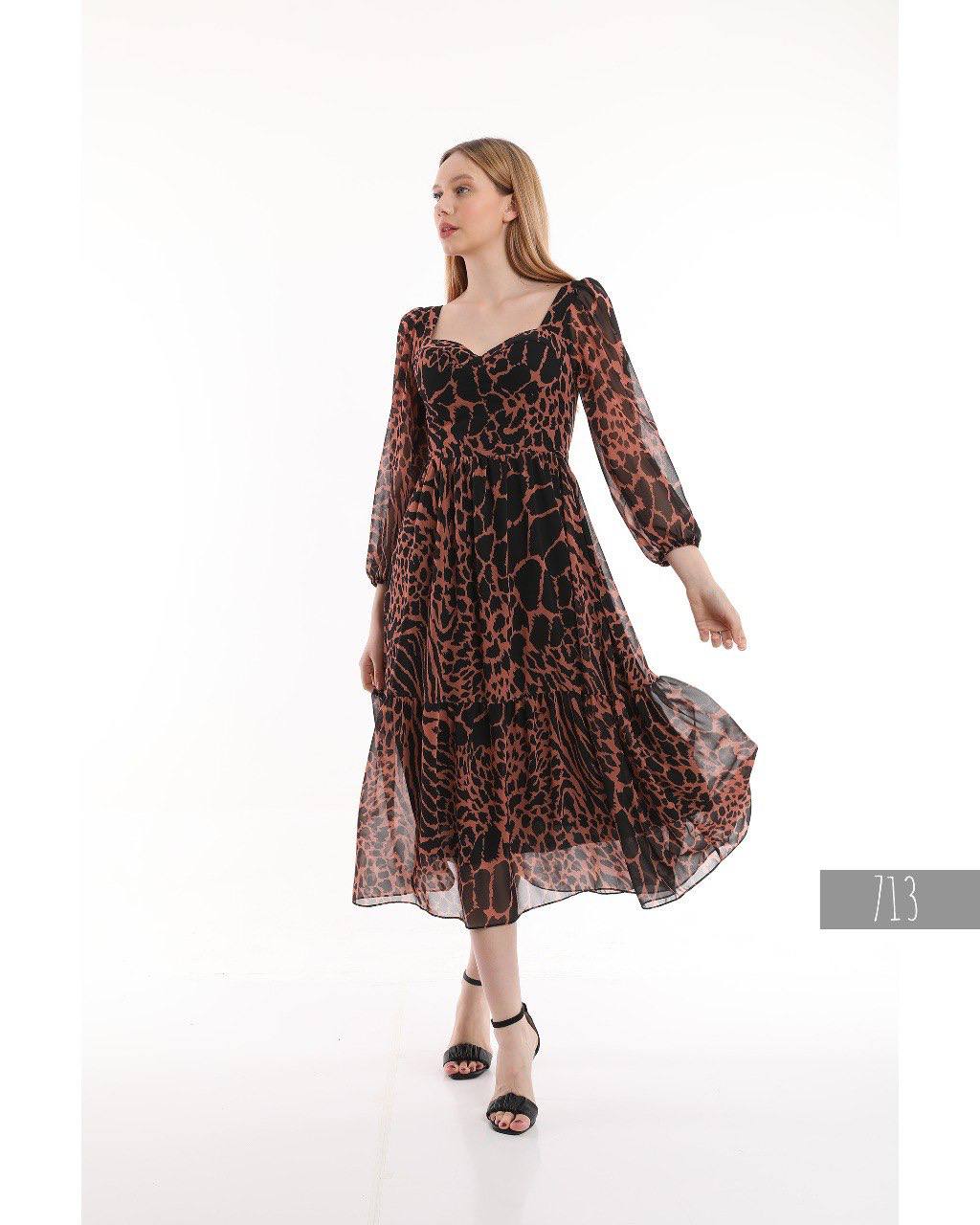 Patterned long sleeve dress