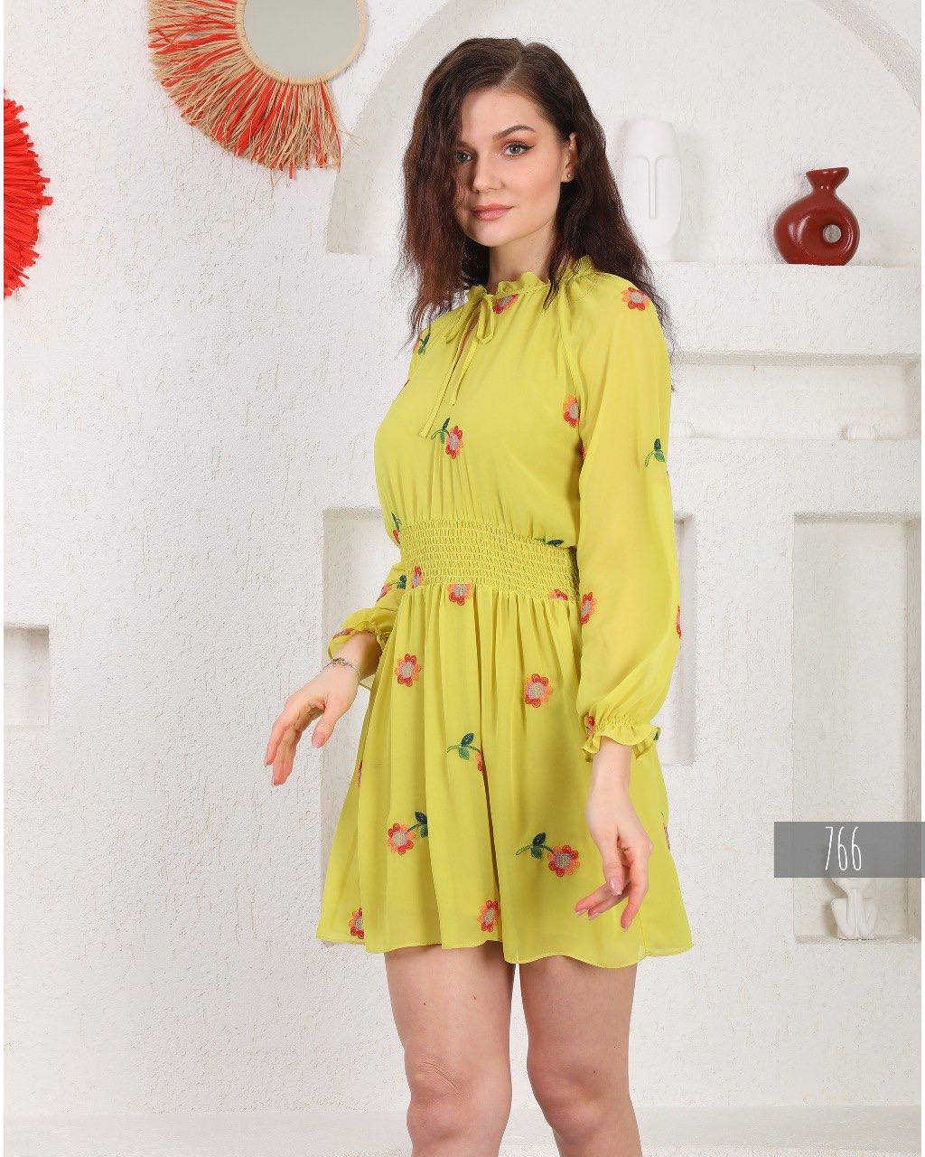 Floral wrap dress with long sleeve