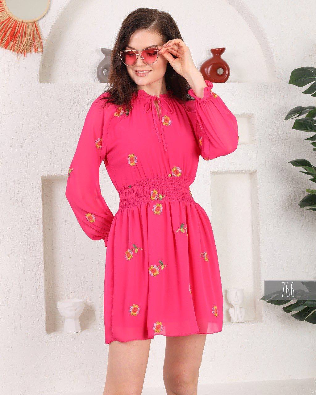 Floral wrap dress with long sleeve