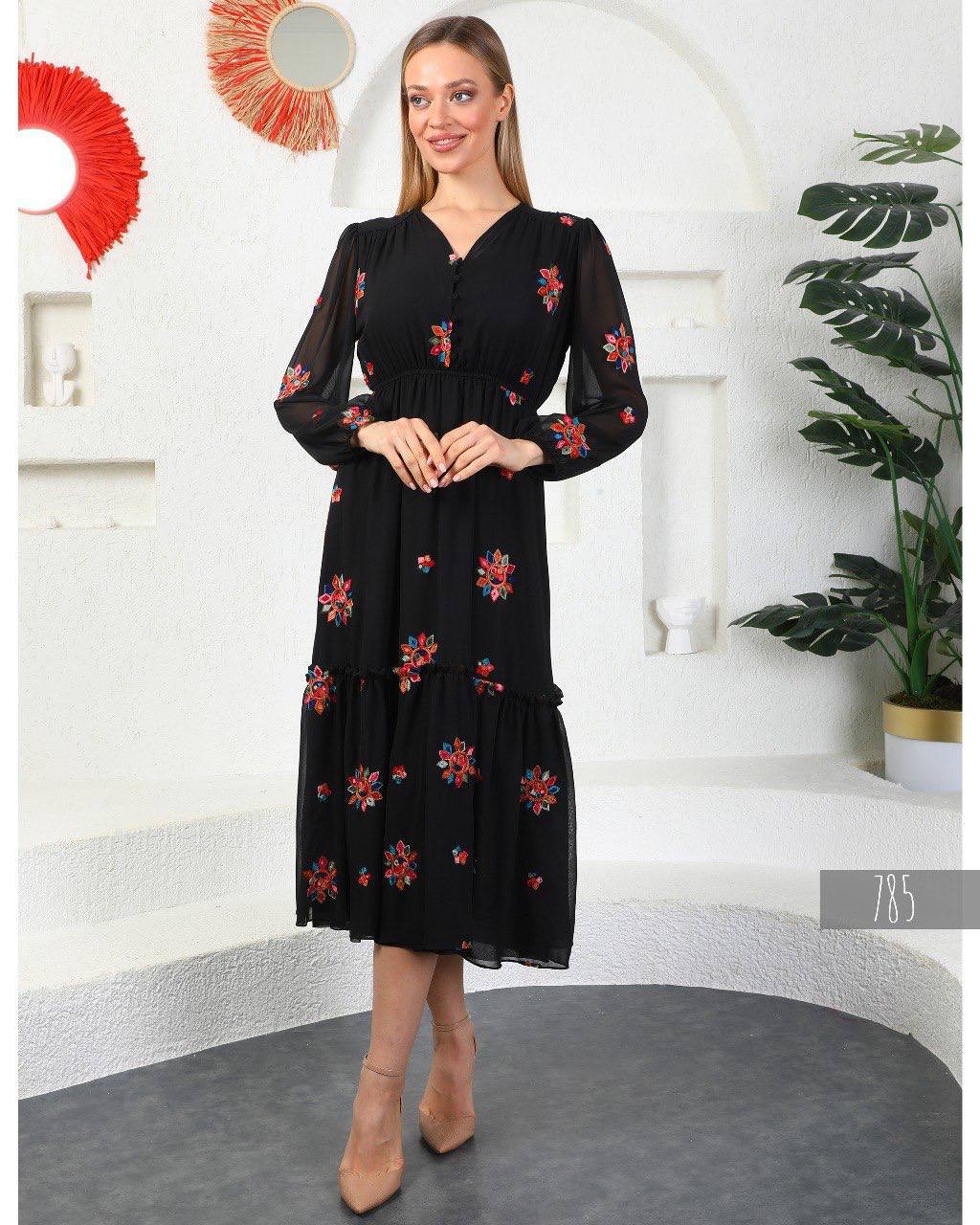 Red Floral Tiered Balloon Sleeves Maxi Dress