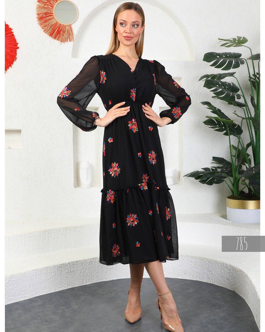 Red Floral Tiered Balloon Sleeves Maxi Dress