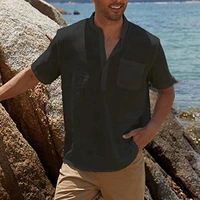 Men Cotton Shirt Casual Short Sleeve