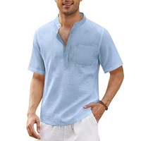Men Cotton Shirt Casual Short Sleeve