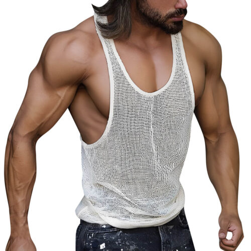 Men Tank Tops Solid Off Shoulder Sleeveless